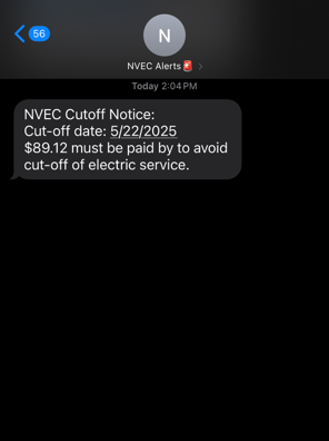 Photo of phone with text message